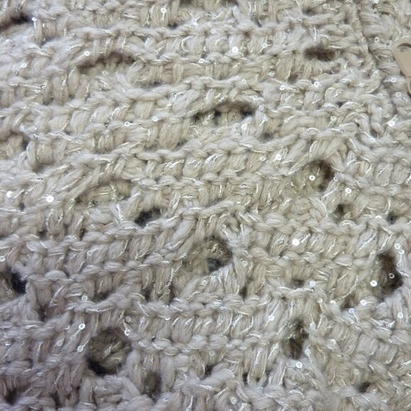 Brunello Cucinelli Paillette Round Open-Weave Cashmere Blend Zip Sweater - Picture 10 of 11